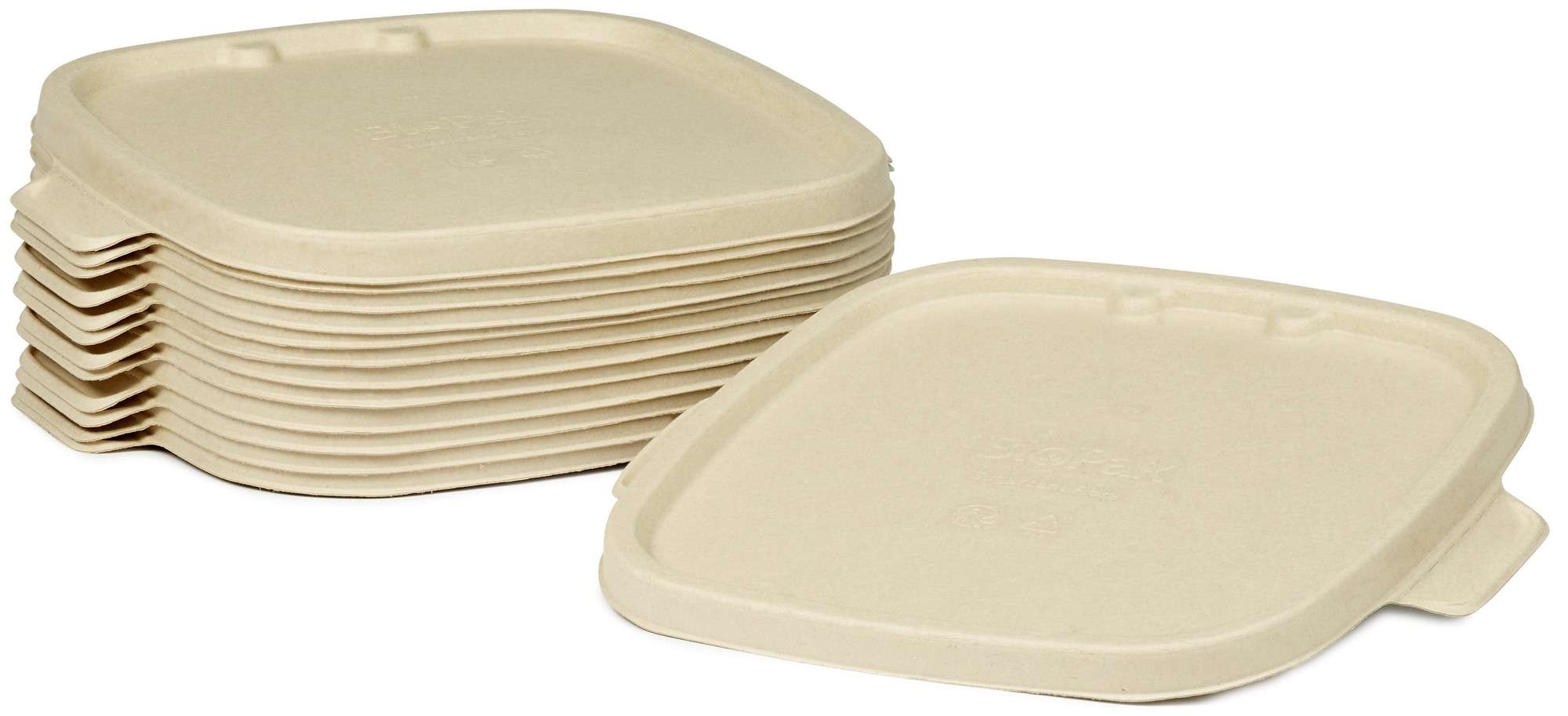 Lokk cube firkant bagasse brun 900/1200ml 40stk