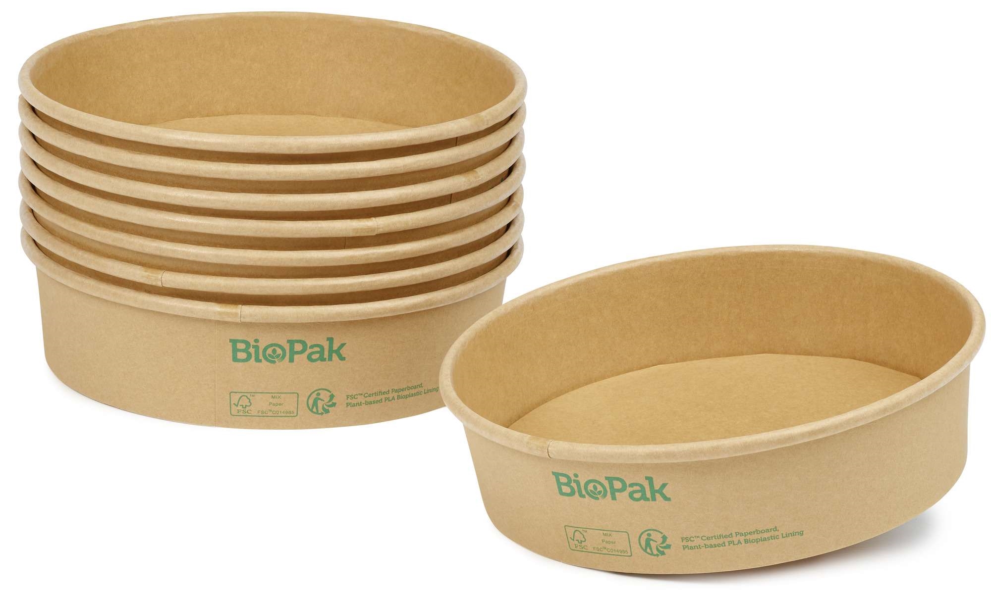 Bowl ronda wide+ paper/pla brown 900ml  50pcs