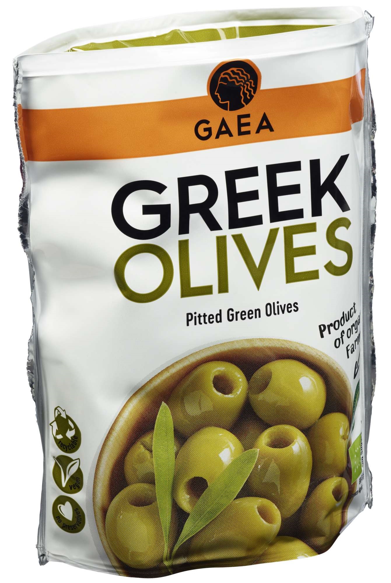 Organic olives pitted green  150g