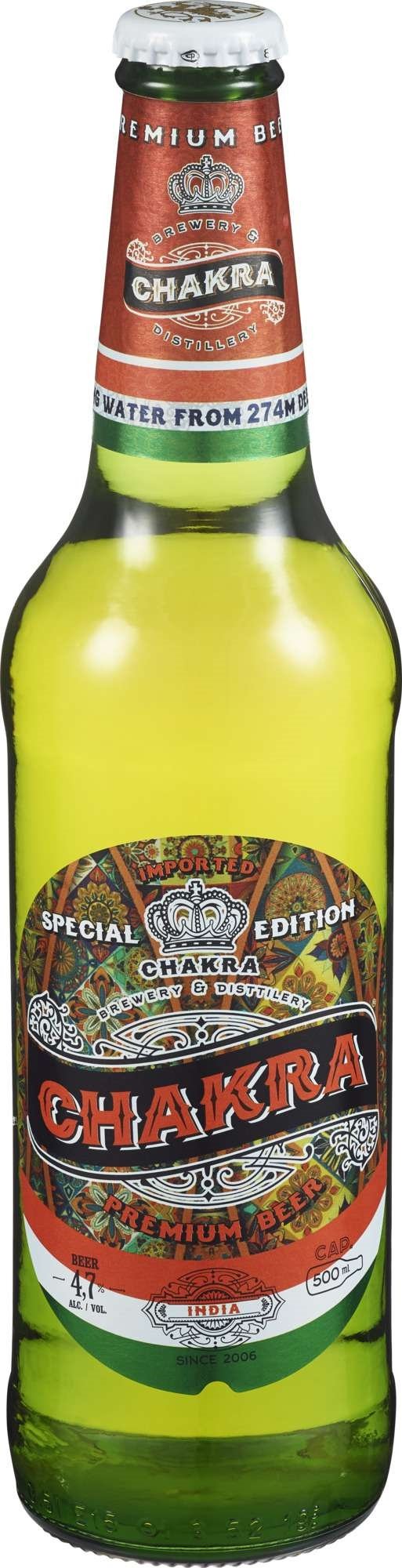 Chakra premium lager beer 4,7% 20x50cl