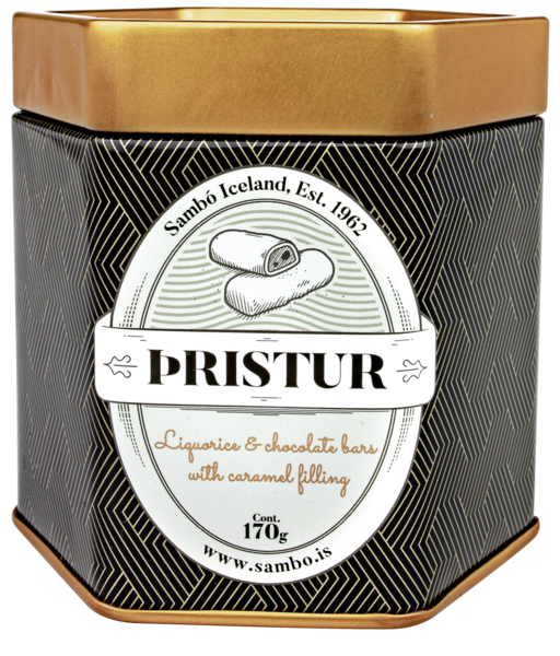 Pristur milk chocolate w/caramel & liquorice pieces   160g