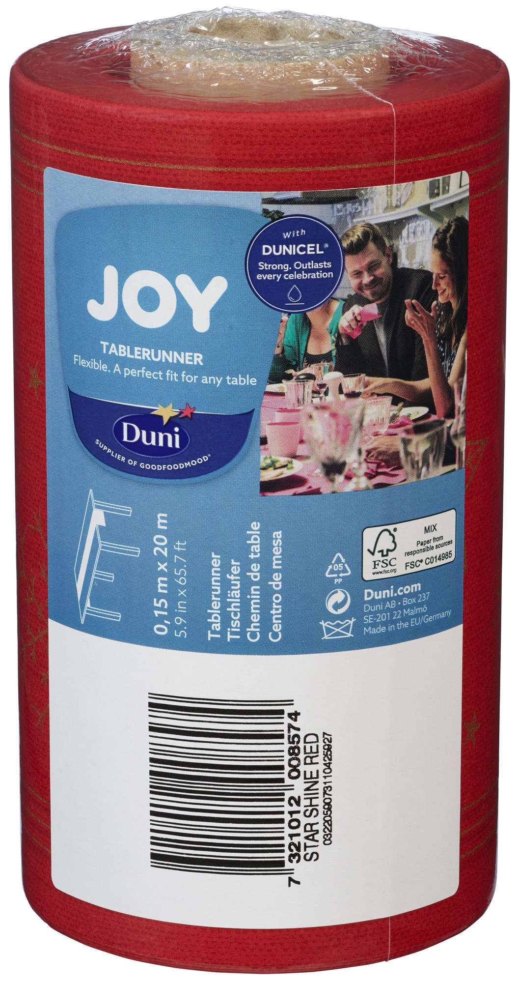 Bordløper dunicel 0,15x20m star shine rød  1stk