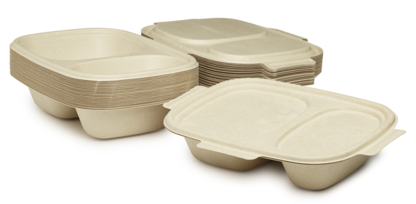 Boks shield bagasse 2rom brun 600/300ml 50stk