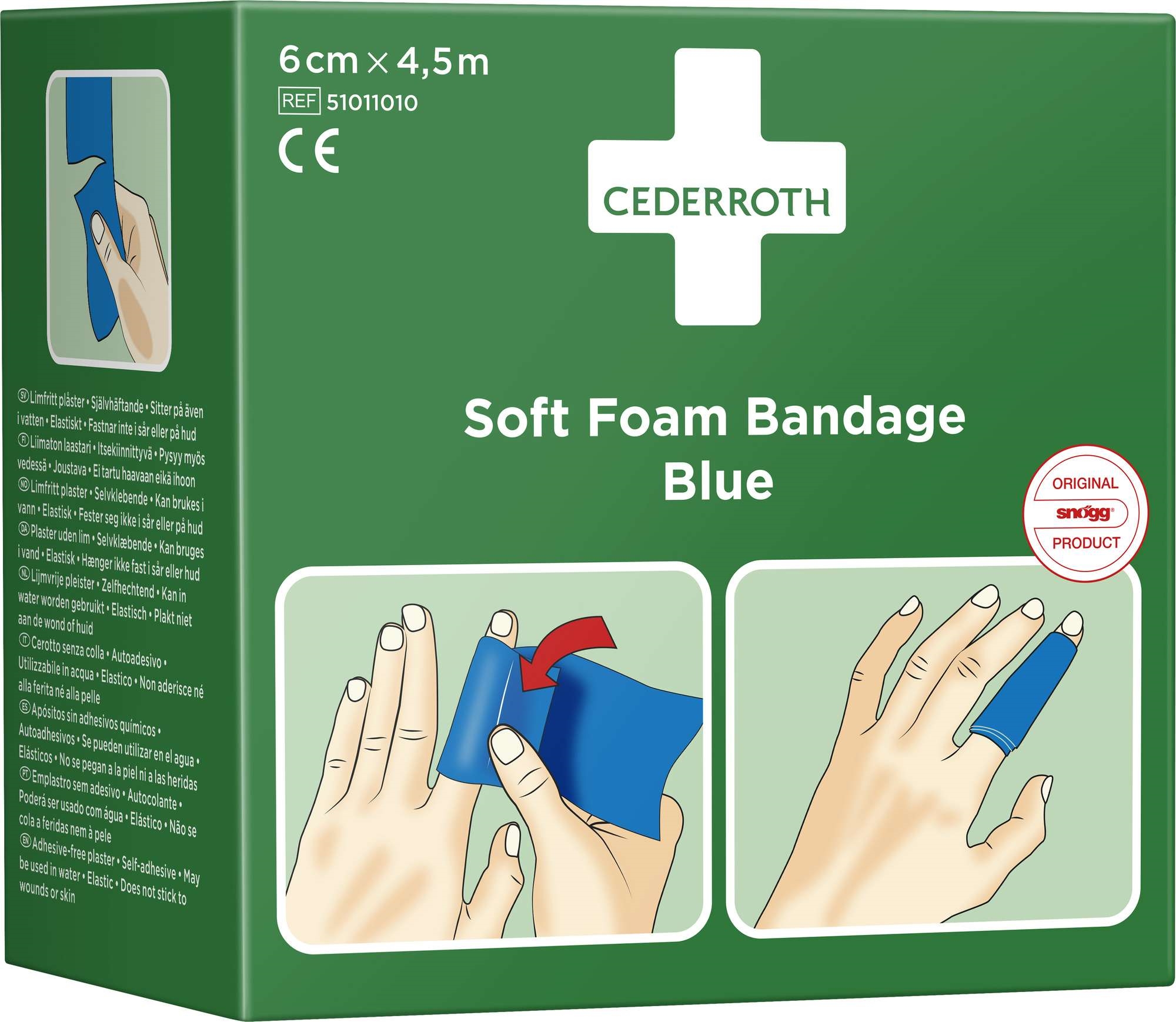 Soft foam bandage blue 4.5m 10stk