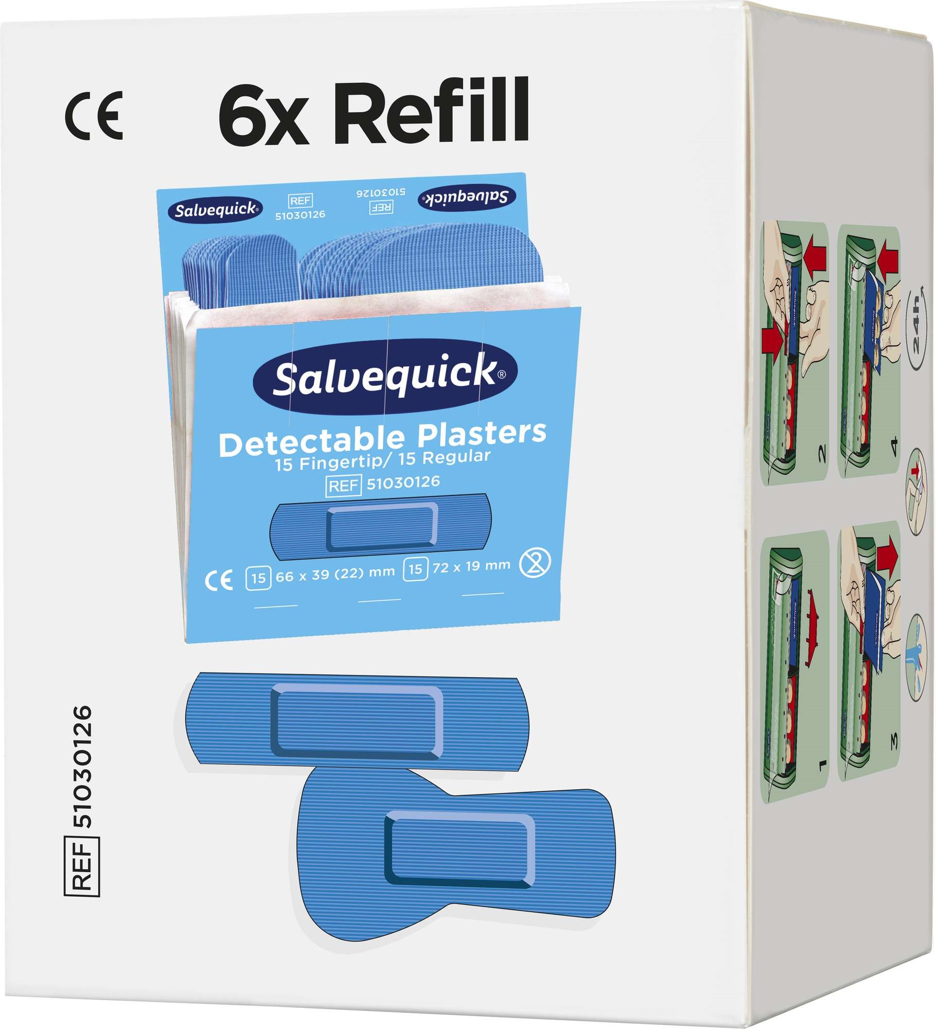 Plaster 30stk detectable finger 6pk