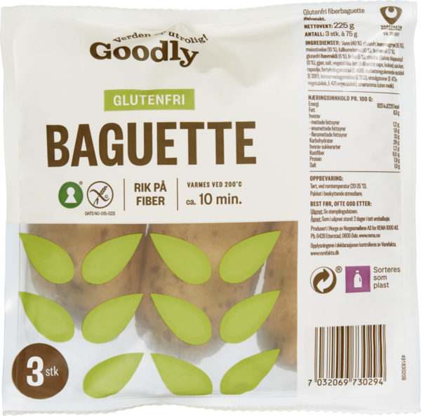 Fiberbaguette glutenfri 3x75g