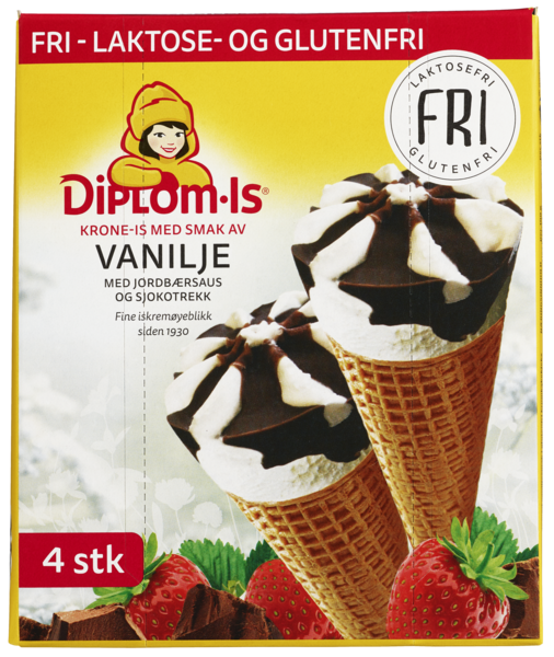 Fri krone-is sjoko & jordbær 4pk   480ml