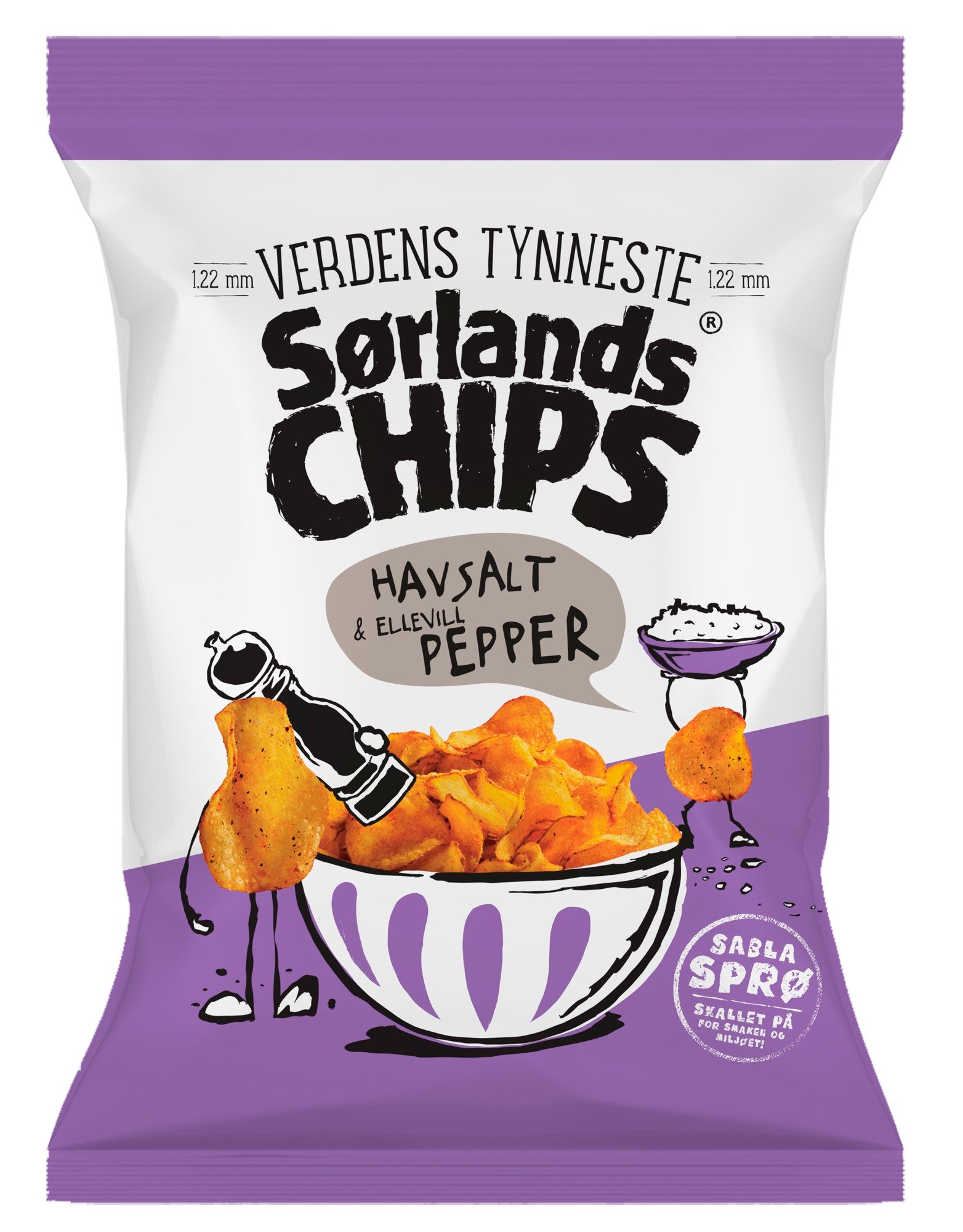 Sørlandschips verdens tynneste havsalt og pepper   30g