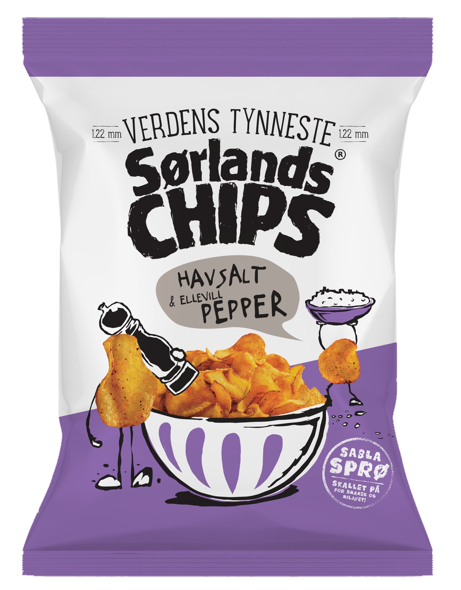 Sørlandschips verdens tynneste havsalt og pepper 30g