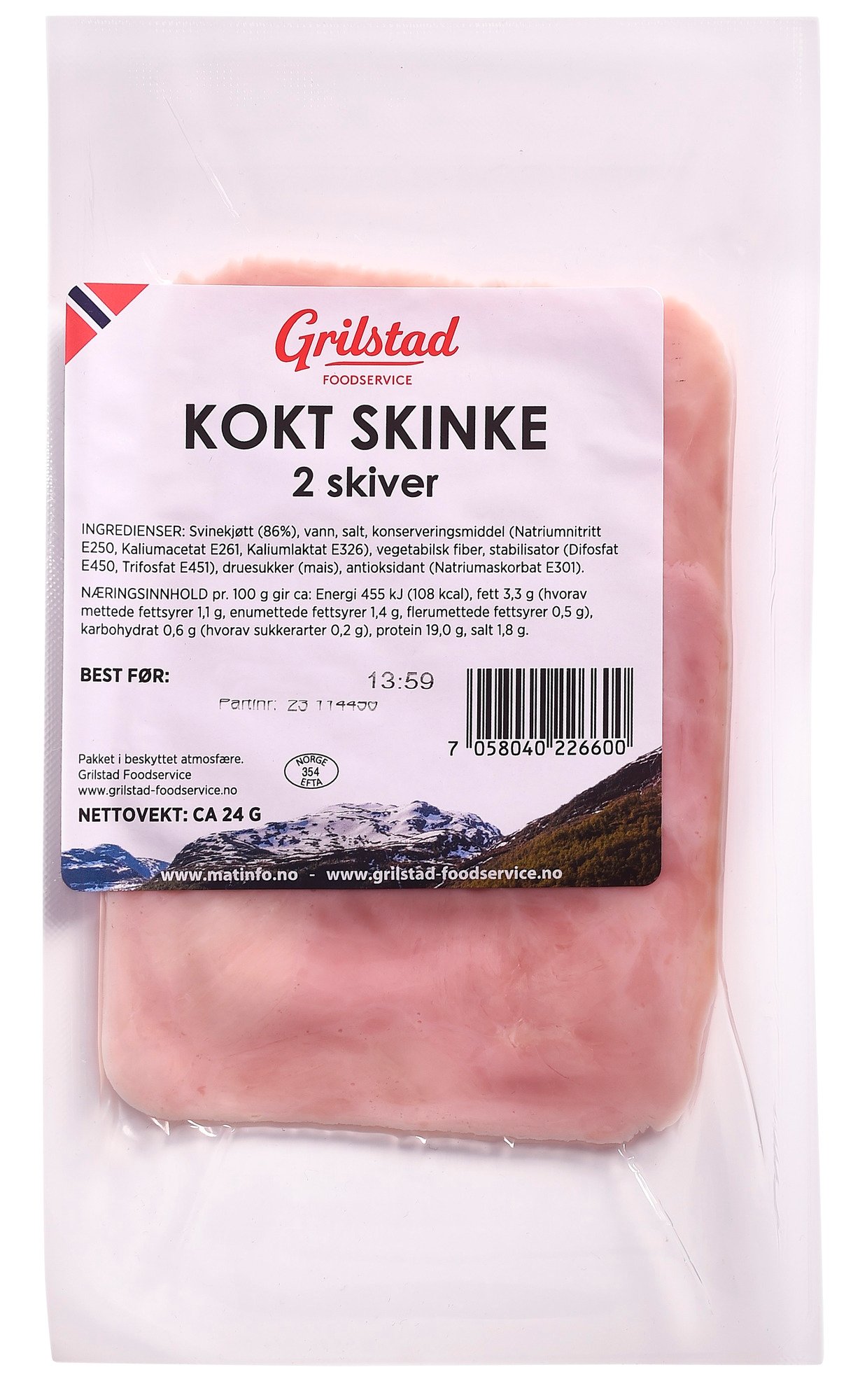 Kokt skinke skåret kuvert 24g