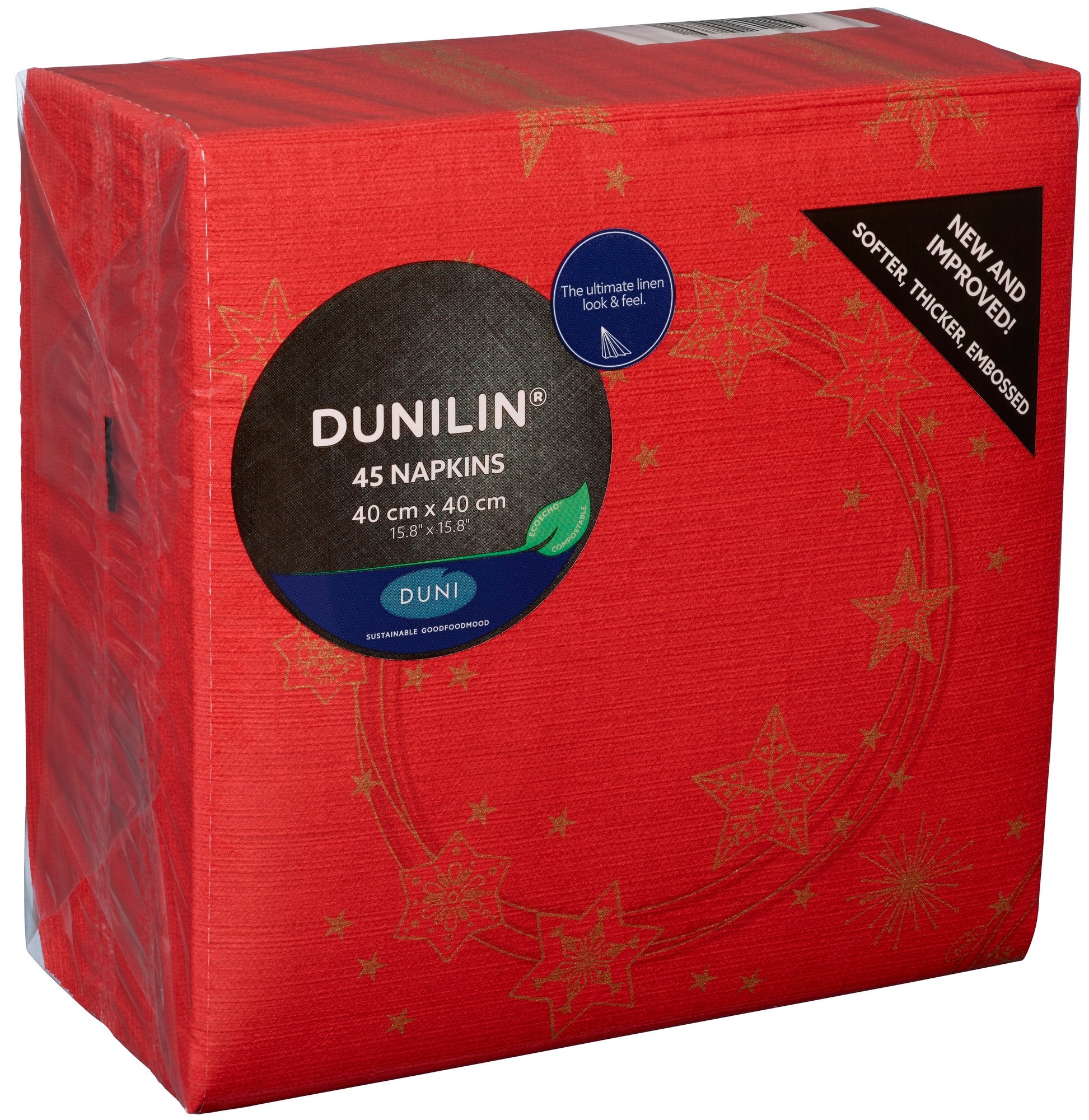 Serviett dunilin star shine red 40cm 45stk