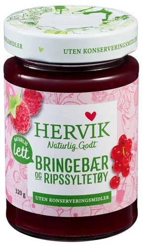 Lett bringebær/ripssyltetøy   320g