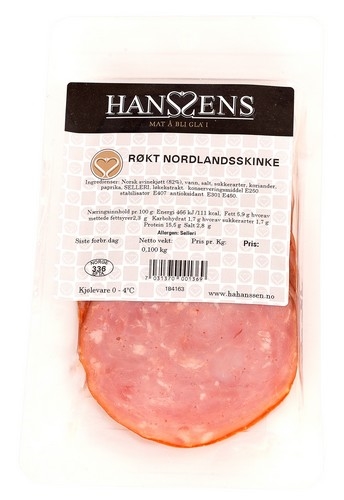Røkt nordlandskinke skivet   100g