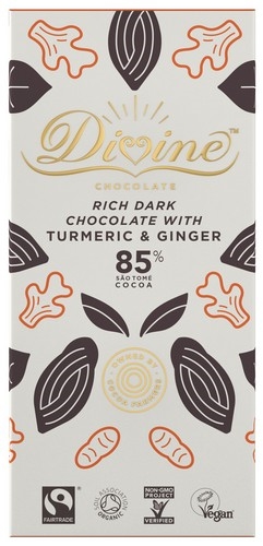 Dark chocolate 85% w/turmeric & ginge, ecol. 80g