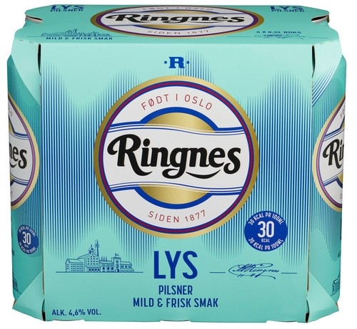 Ringnes lys pilsner bx   4,5%   24x50cl