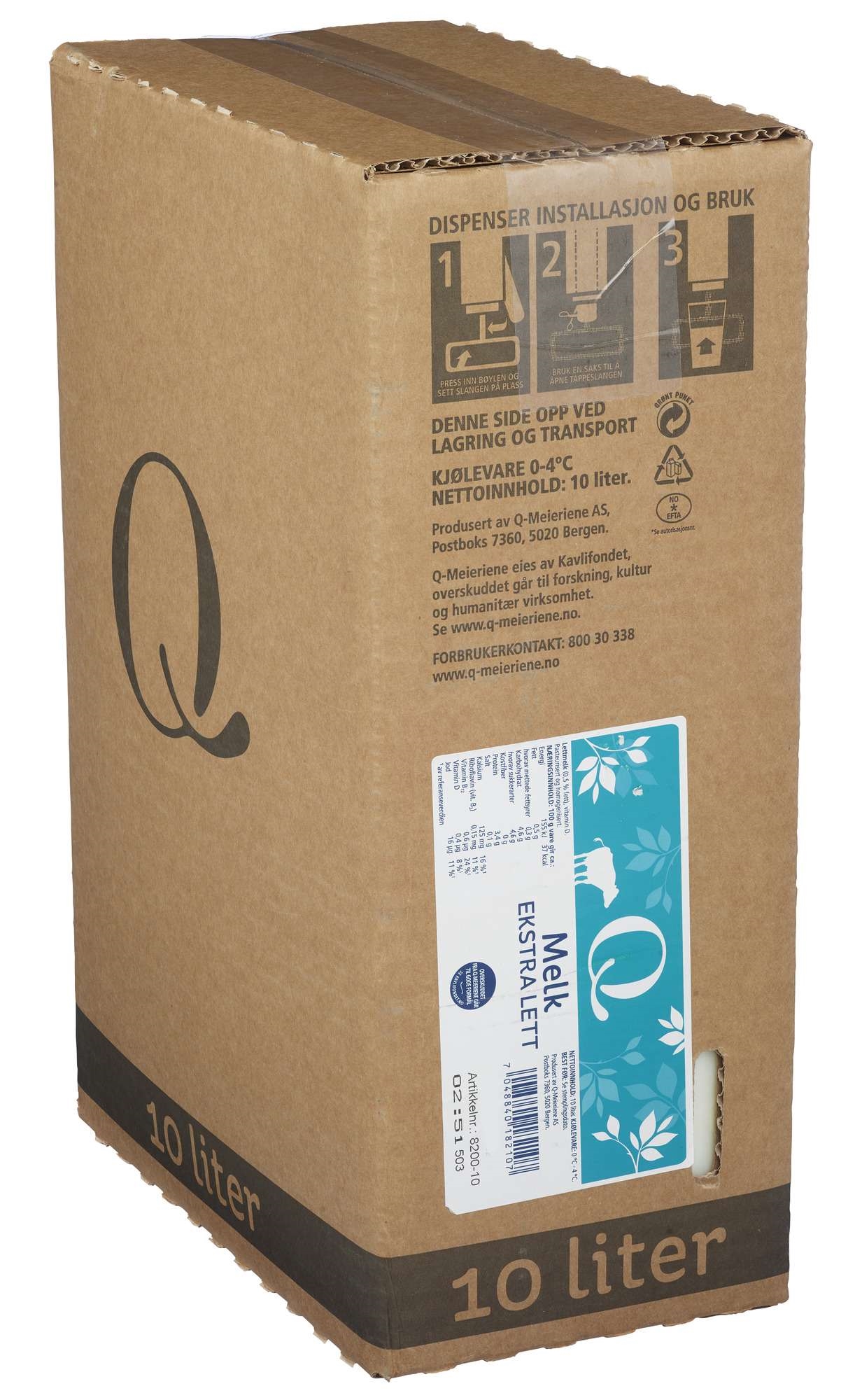 Q milk extra low fat bib 10l
