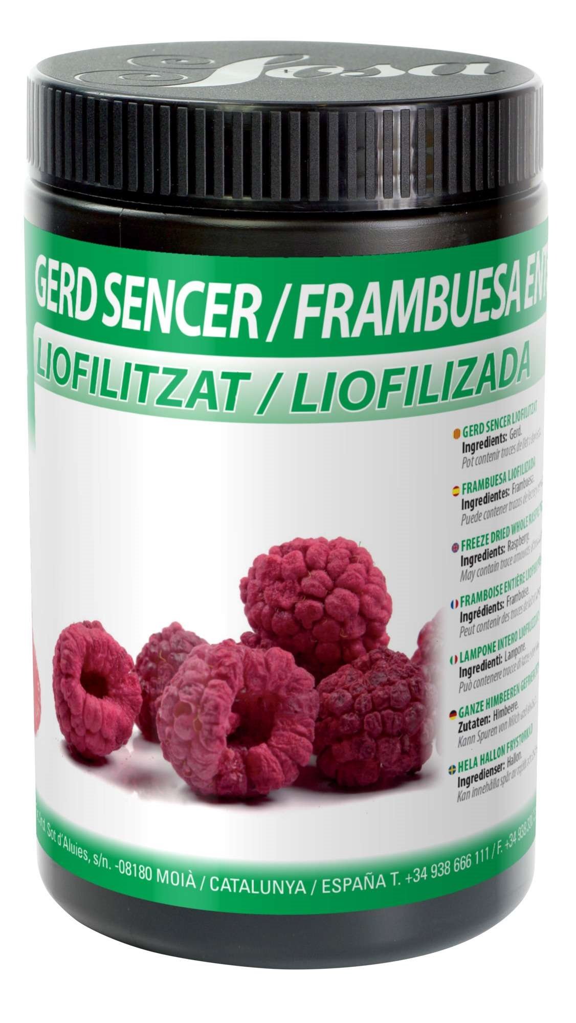 Frysetørket bringebær hele   75g