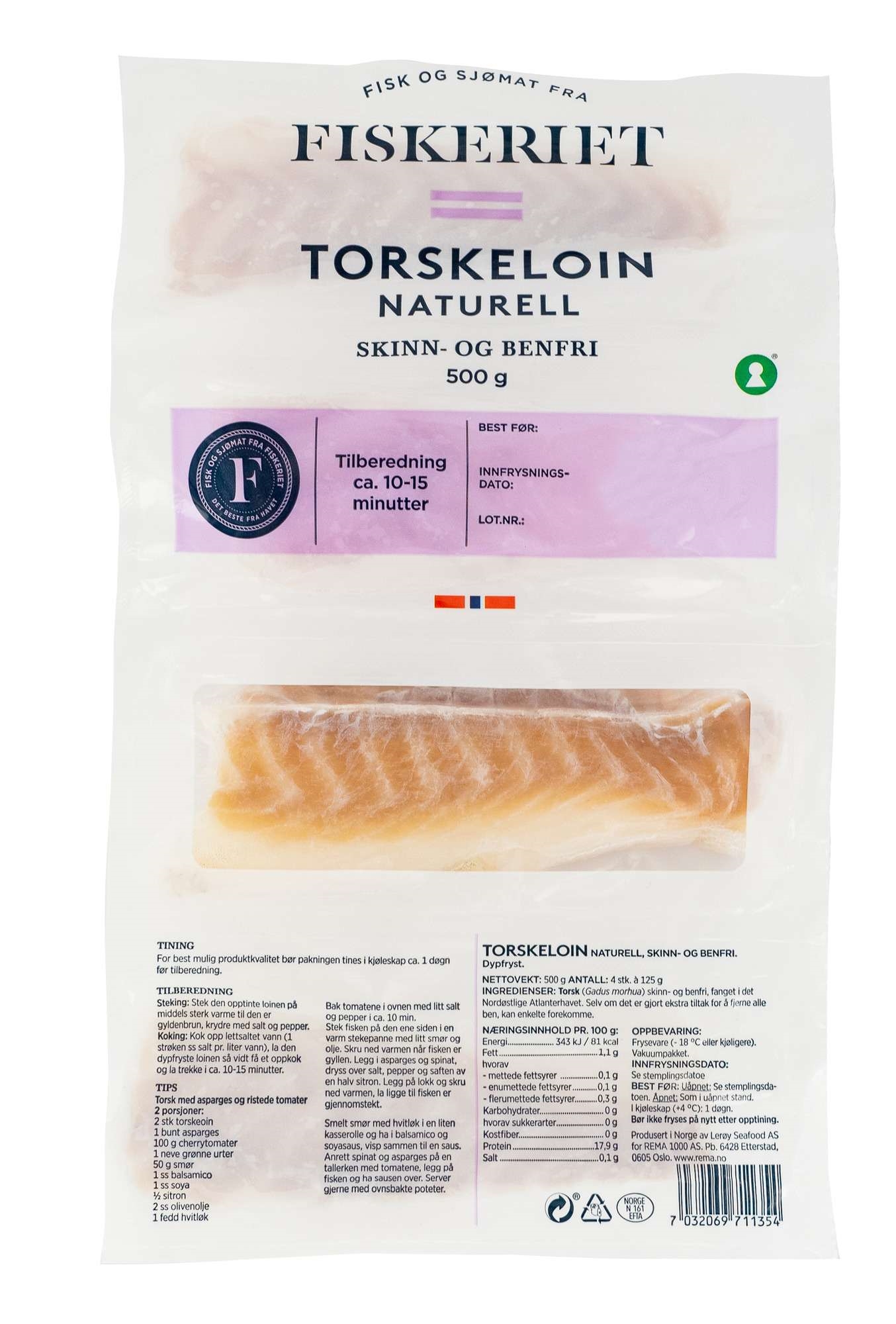 Torskeloin u/skinn  4x125g
