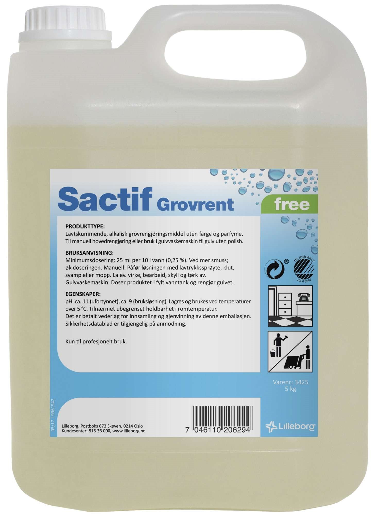 Sactif grovrent free rengjøring 5kg