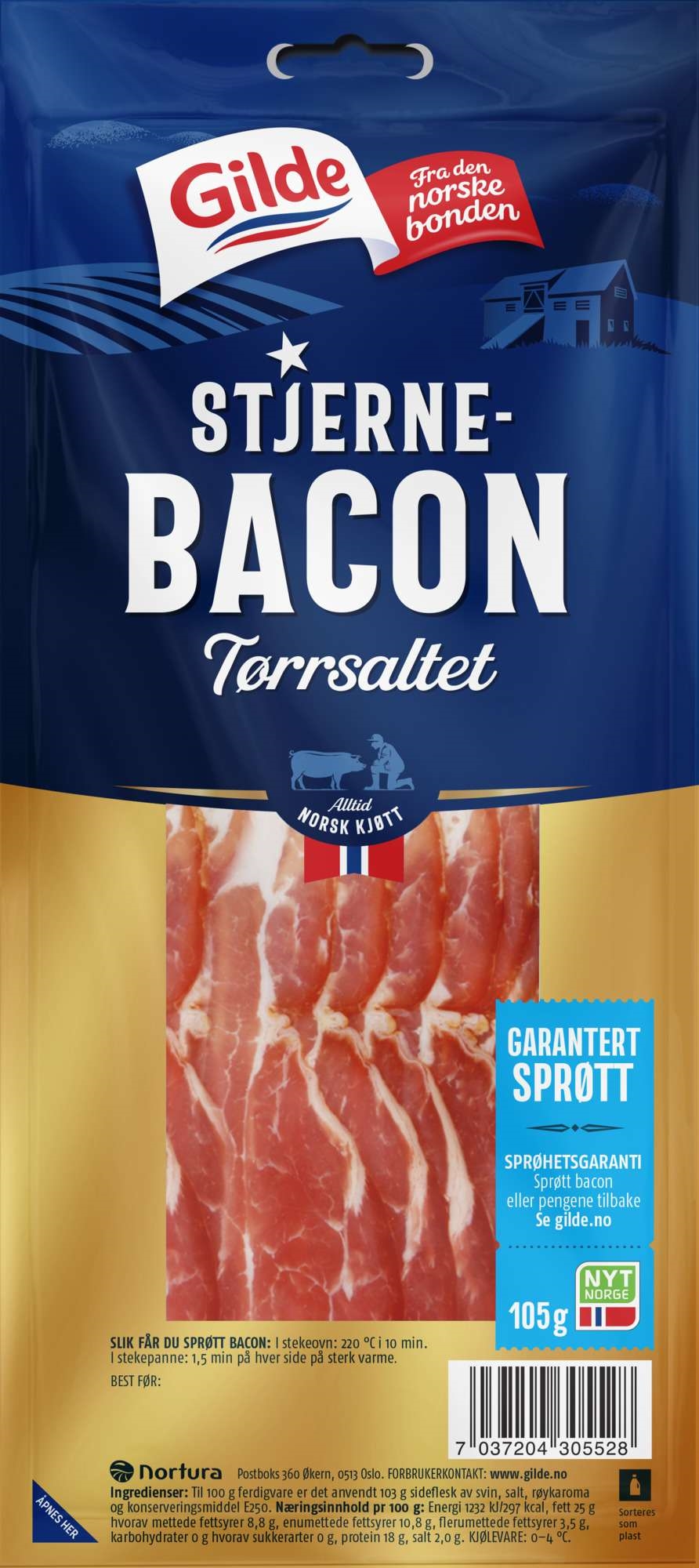 Frokostbacon tørrsaltet 105g