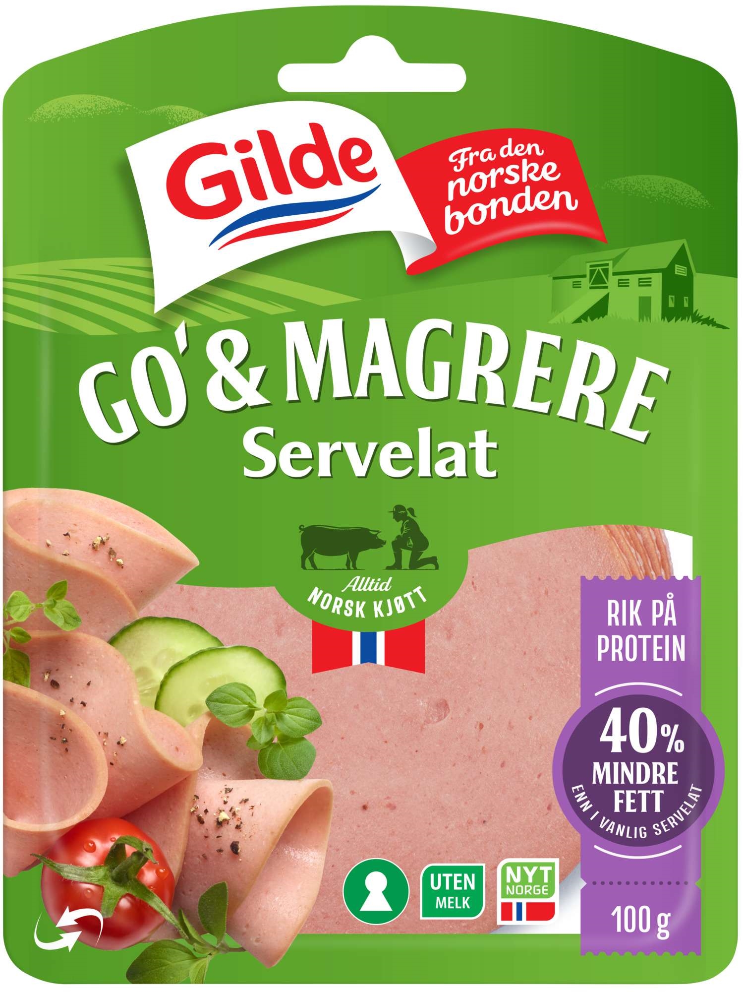 Go og mager servelat   100g