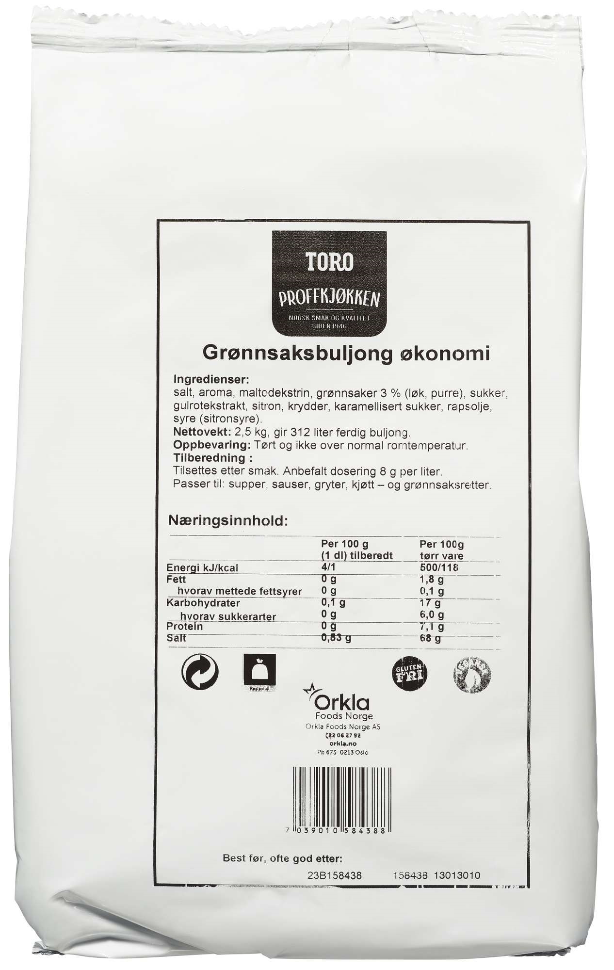 Grønnsaksbuljong økonomi   2,5kg