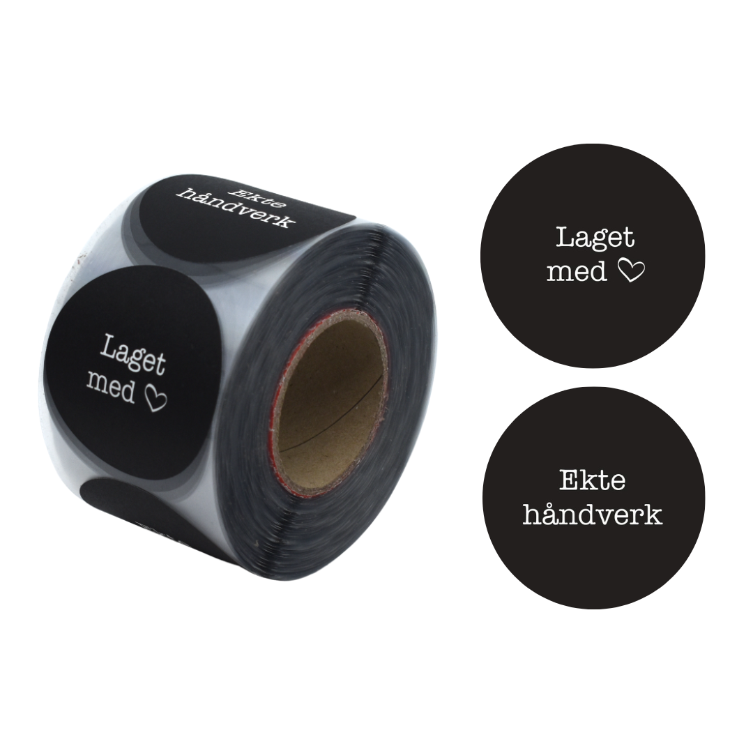 Etikett hverdagslykke "ekte håndverk" ø50mm 500stk