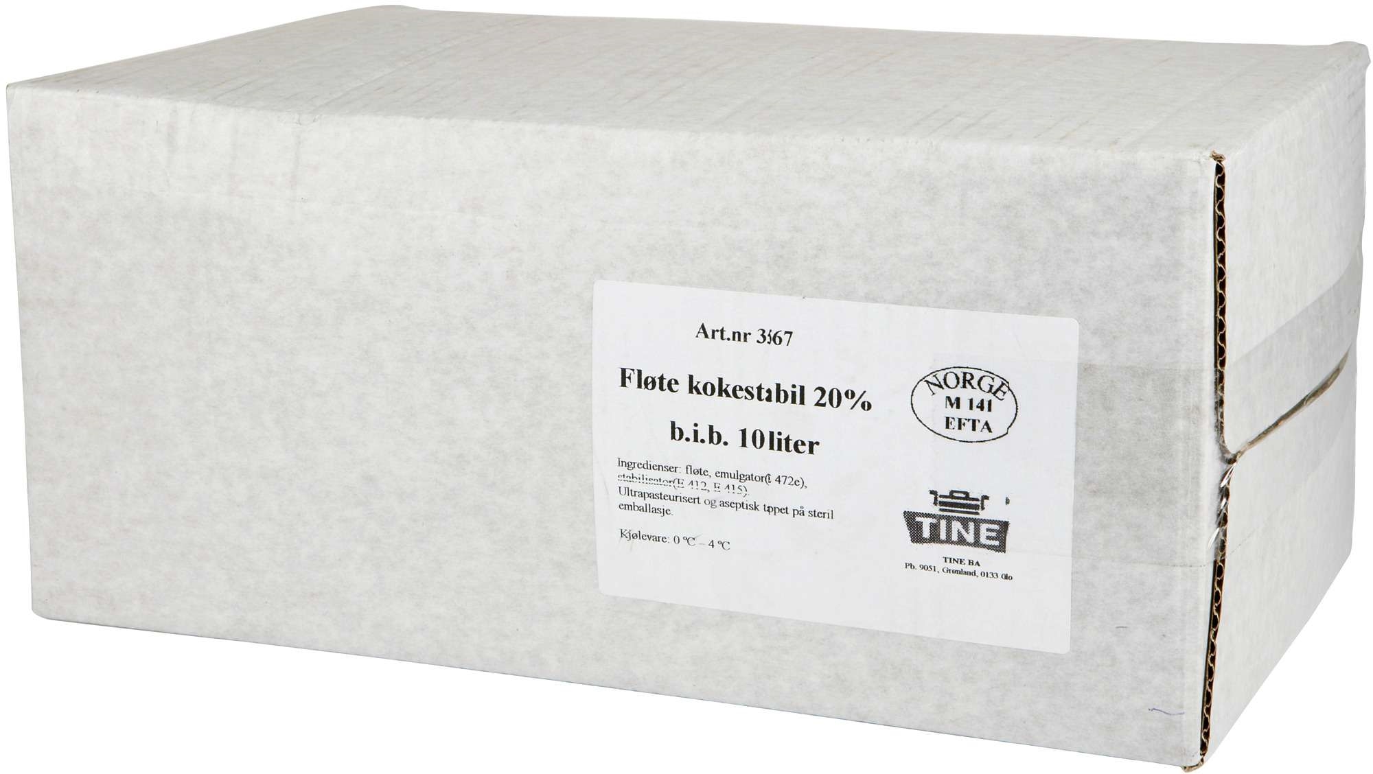 Fløte 20% kokestabil bib    10l