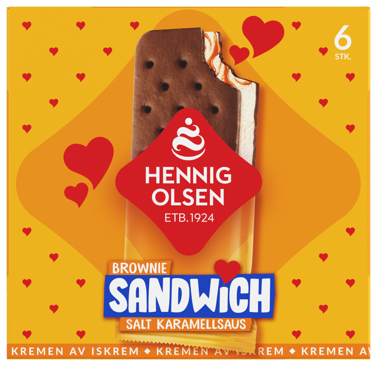 Sandwich brownie salt karamell 6stk  690ml