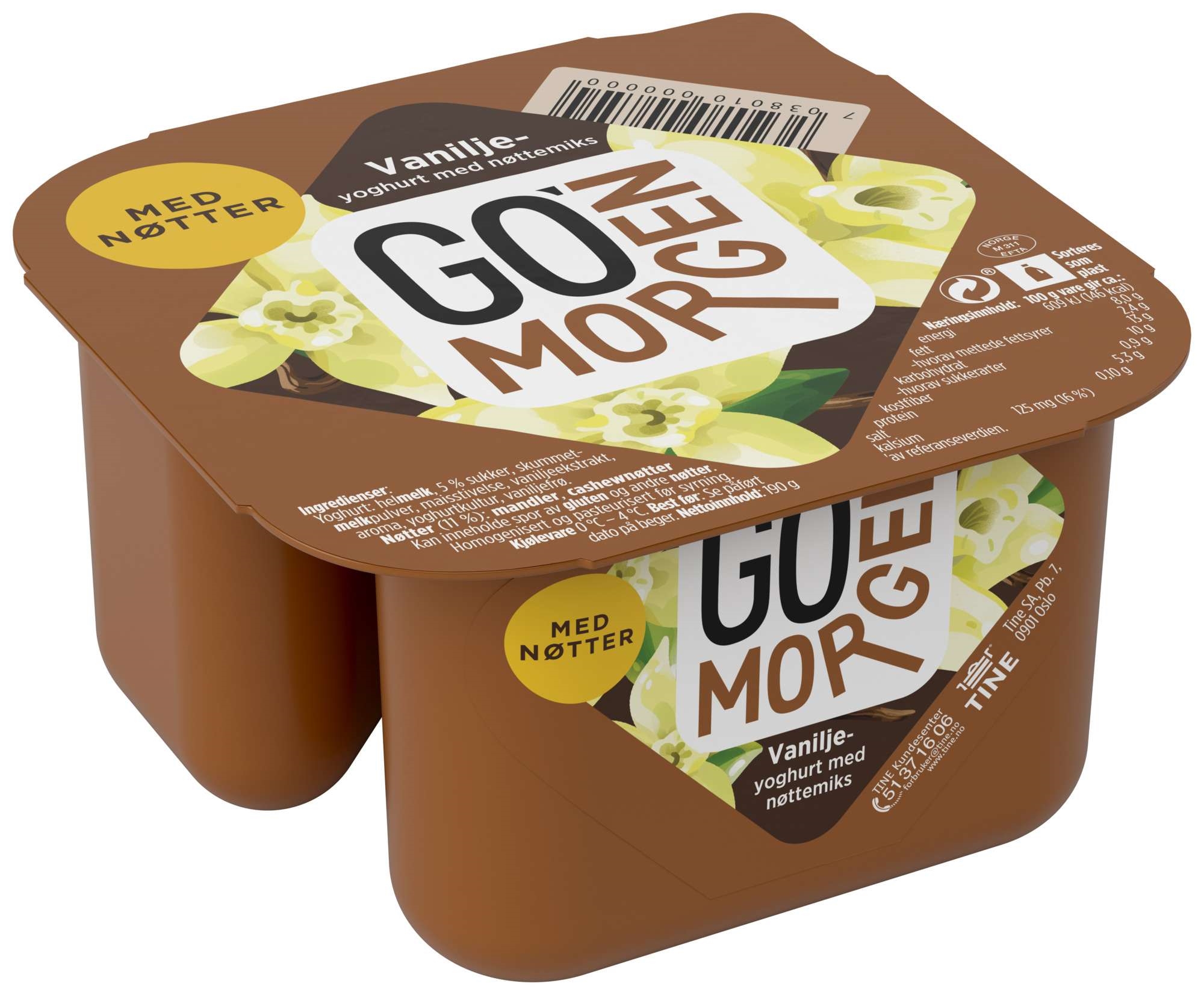 Go morgen yoghurt vanilje/nøtter 190g