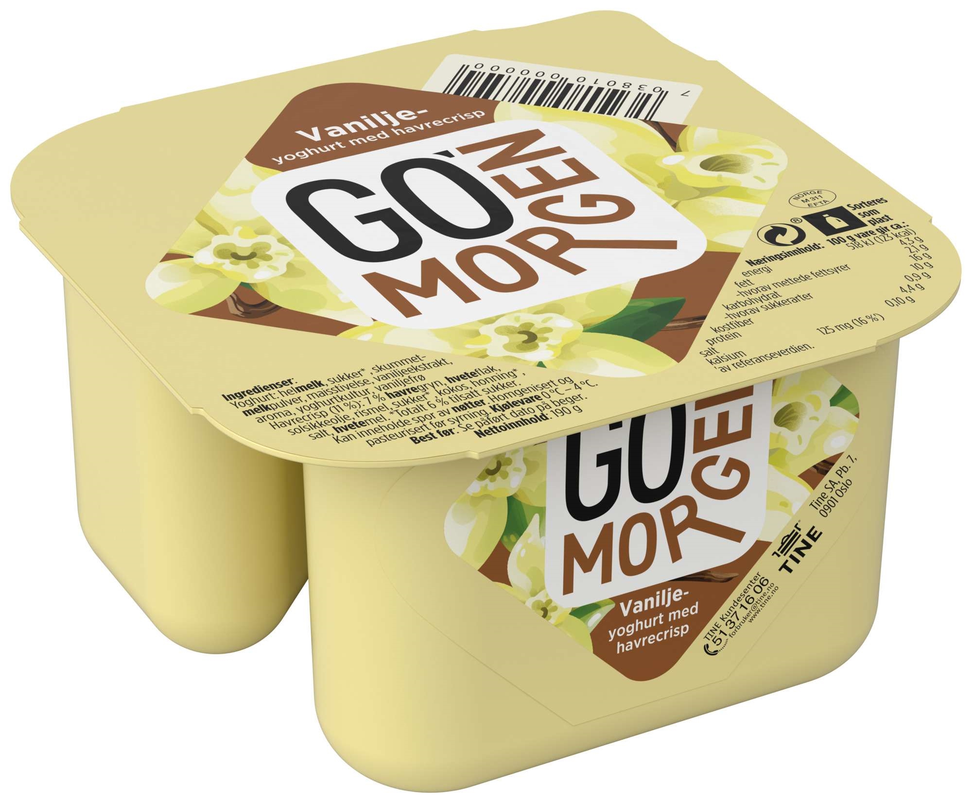 Go morgen yoghurt vanilje 190g