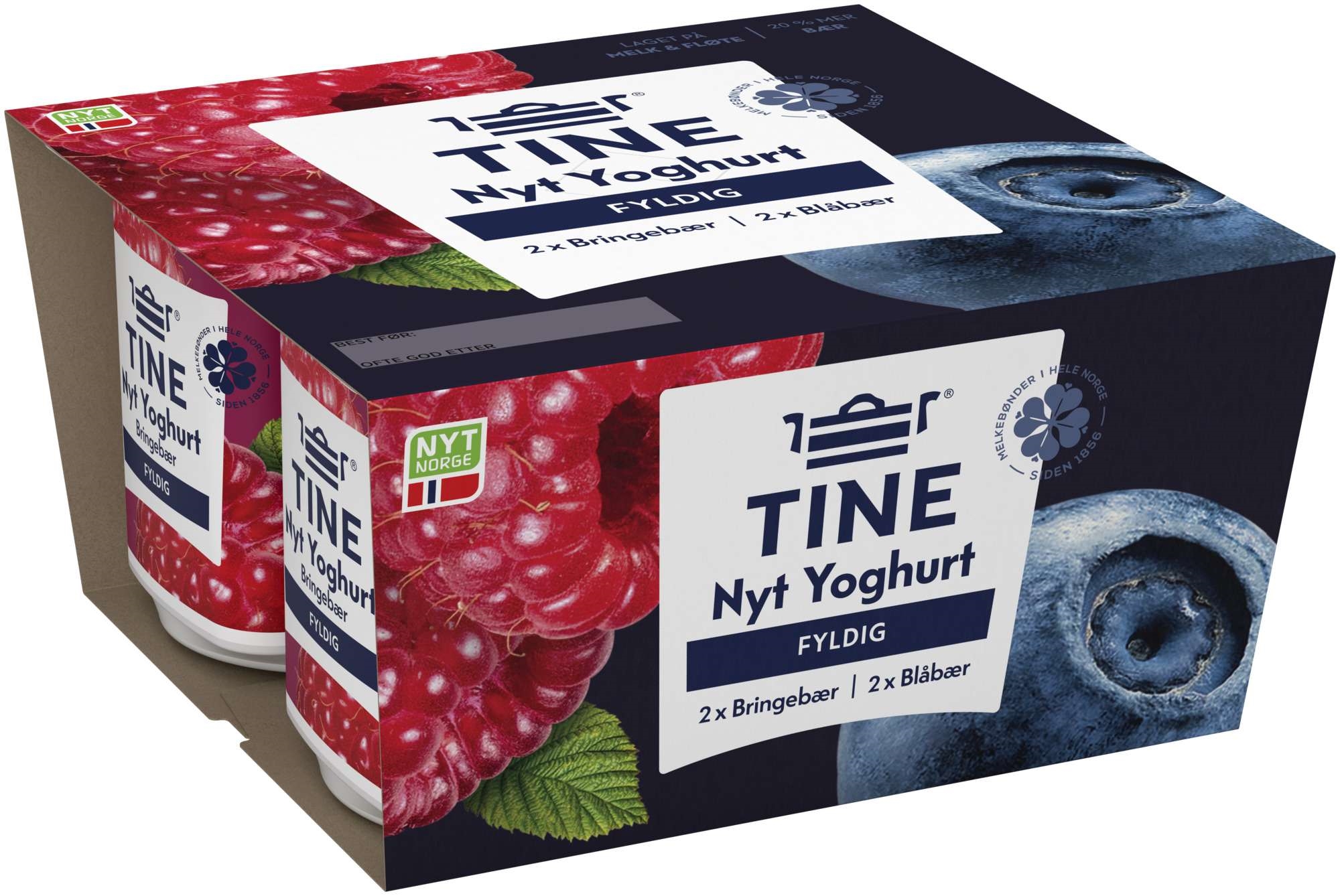 Yoghurt nyt blåbær og bringebær 4x125g