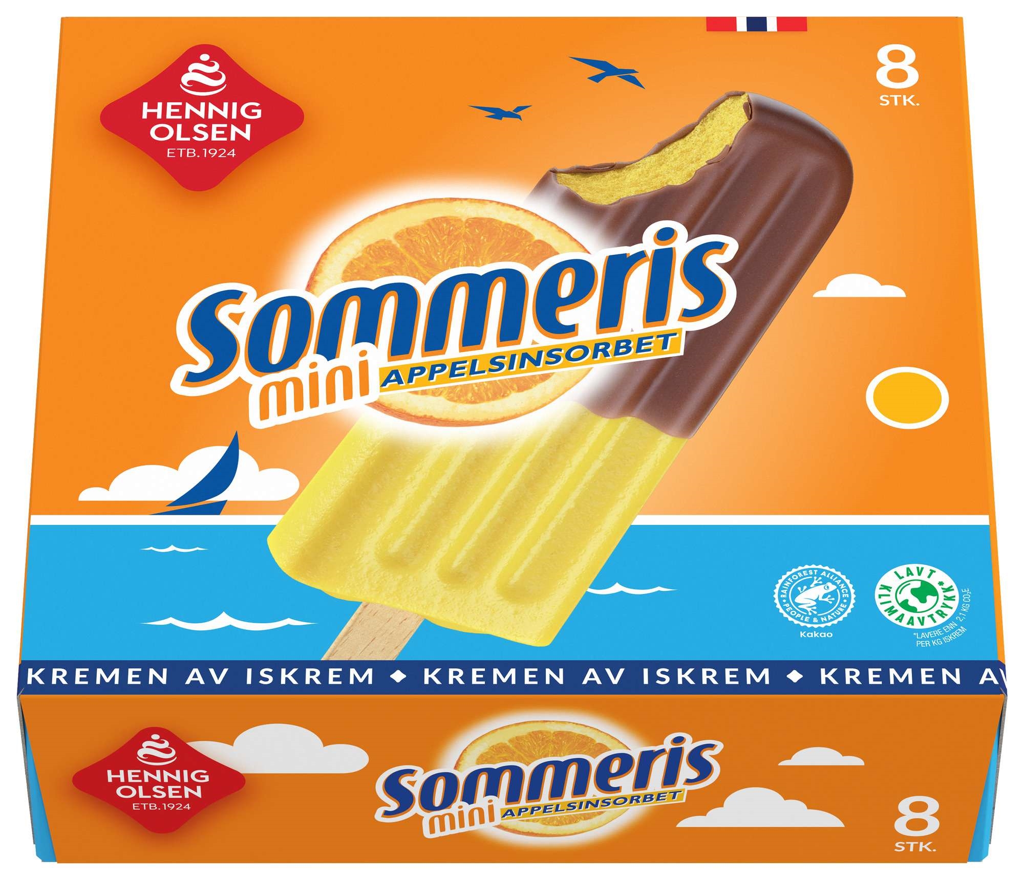 Sommeris appelsinsorbet m/sjokoladeovertrekk 8stk   480ml