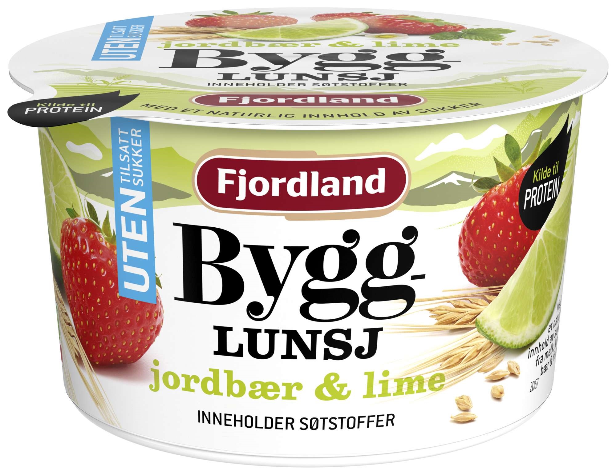 Byggrynlunsj uten tilsatt sukker med jordbær og lime  150g