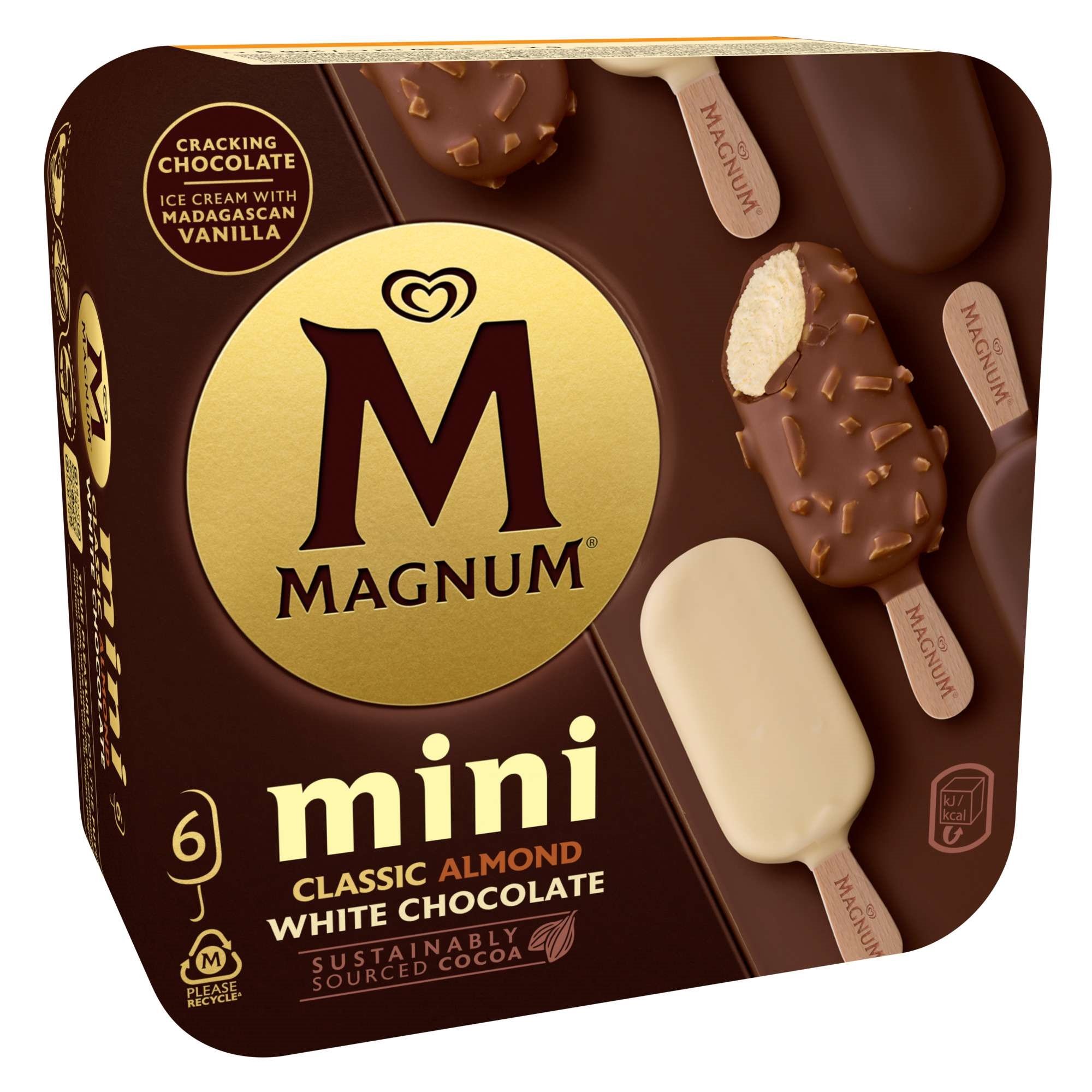 Magnum dessert ice c mini stick classic+ almond+ white 6x55m