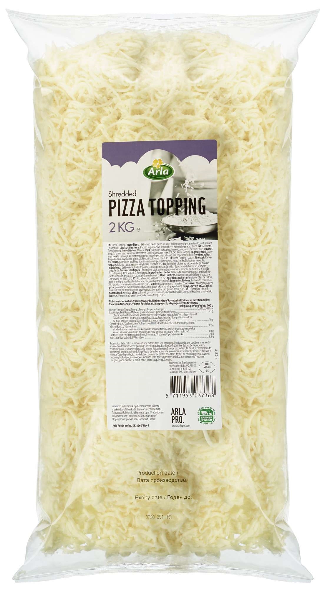 Arla pro pizza topping shredded   2kg