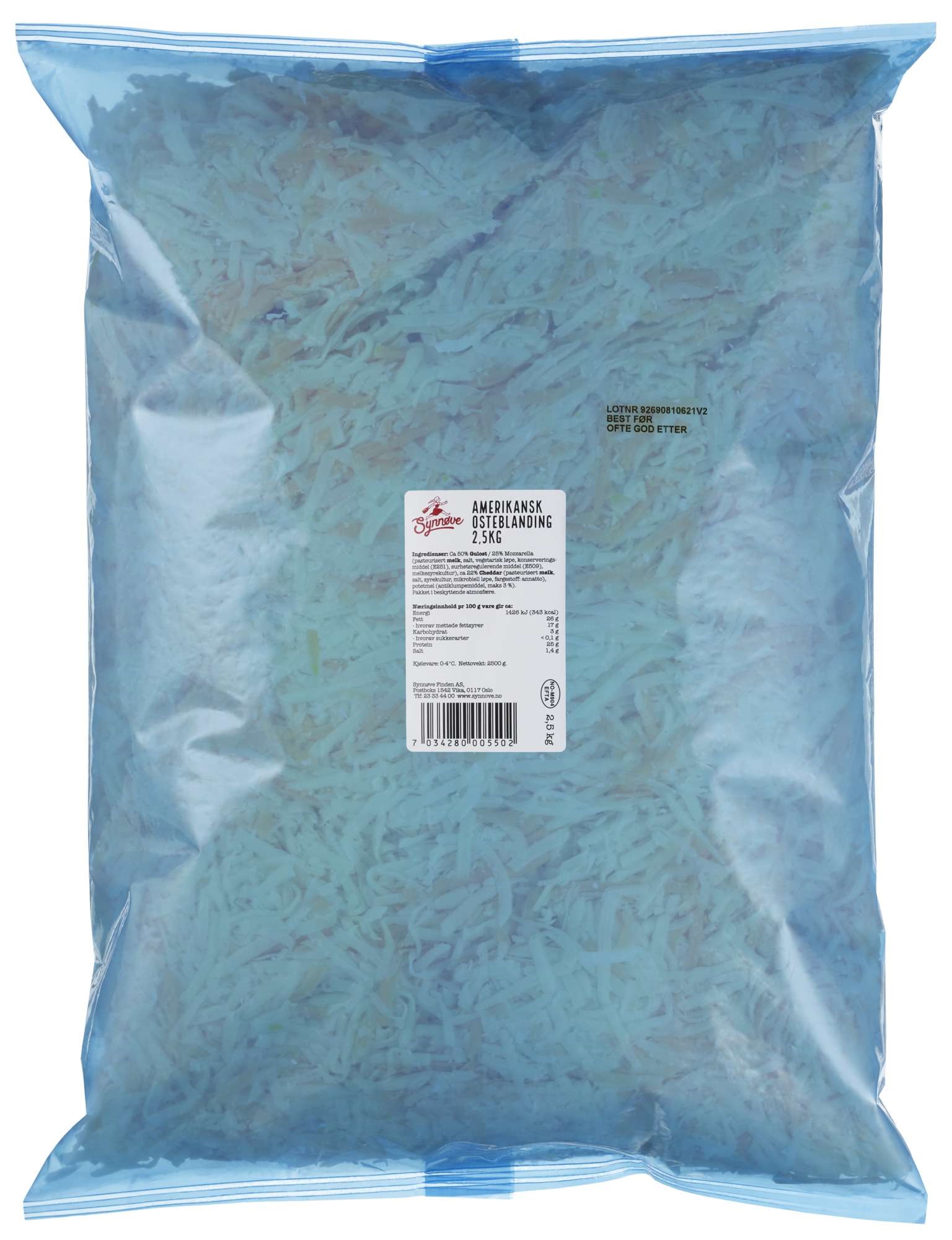 Amerikansk osteblanding revet 2,5kg