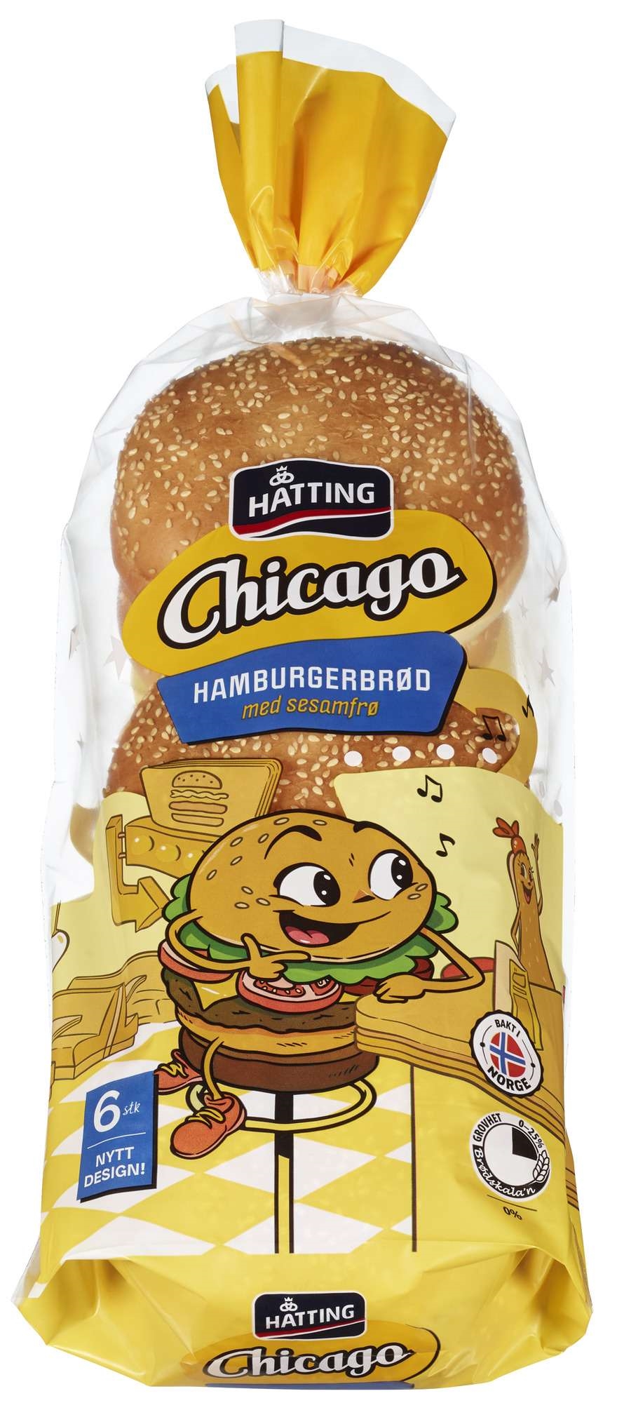 Hatting chicagostyle hamburgerbrød 6x80g