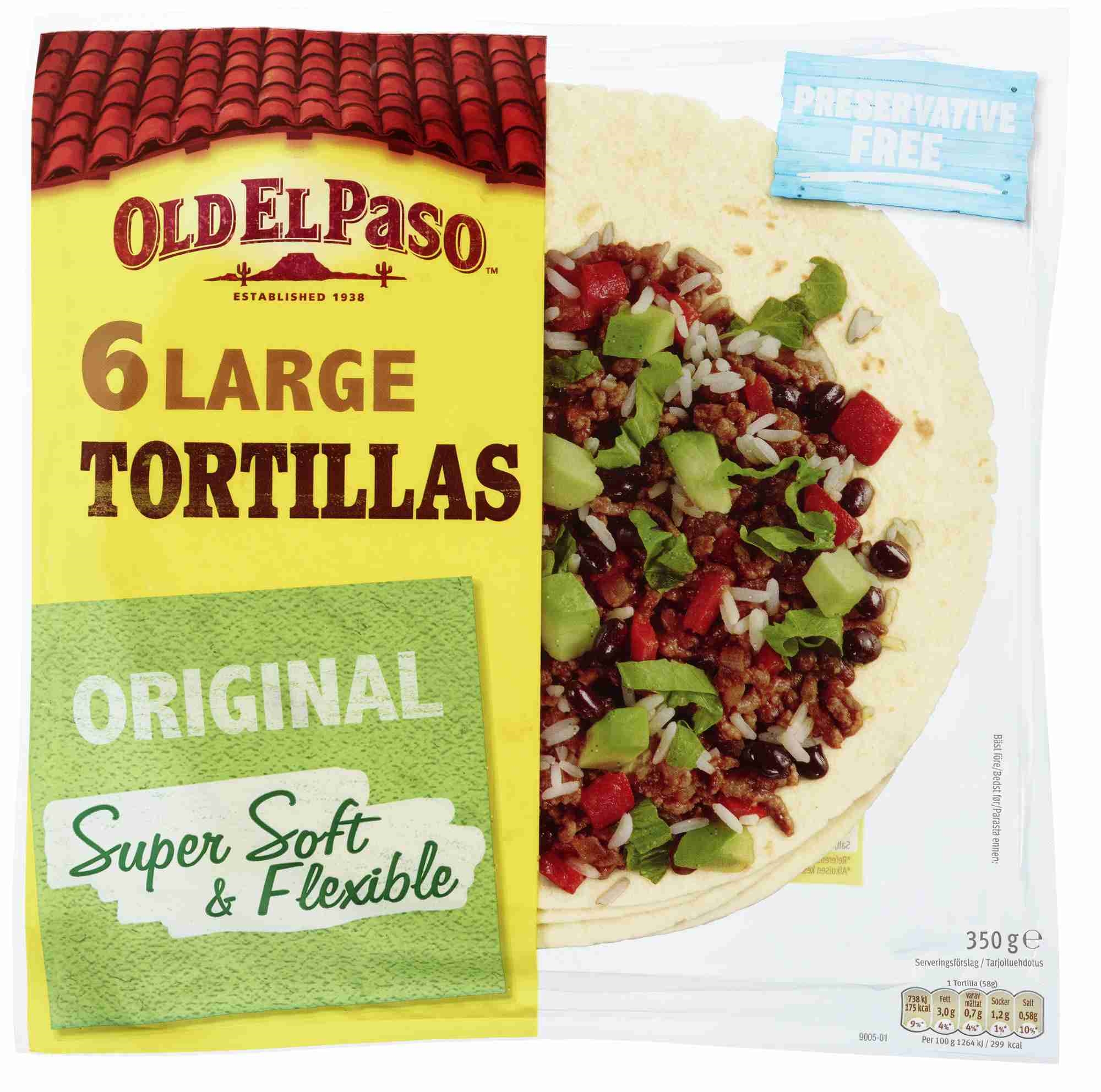 Old el paso tortilla 6 st 10'' 350g