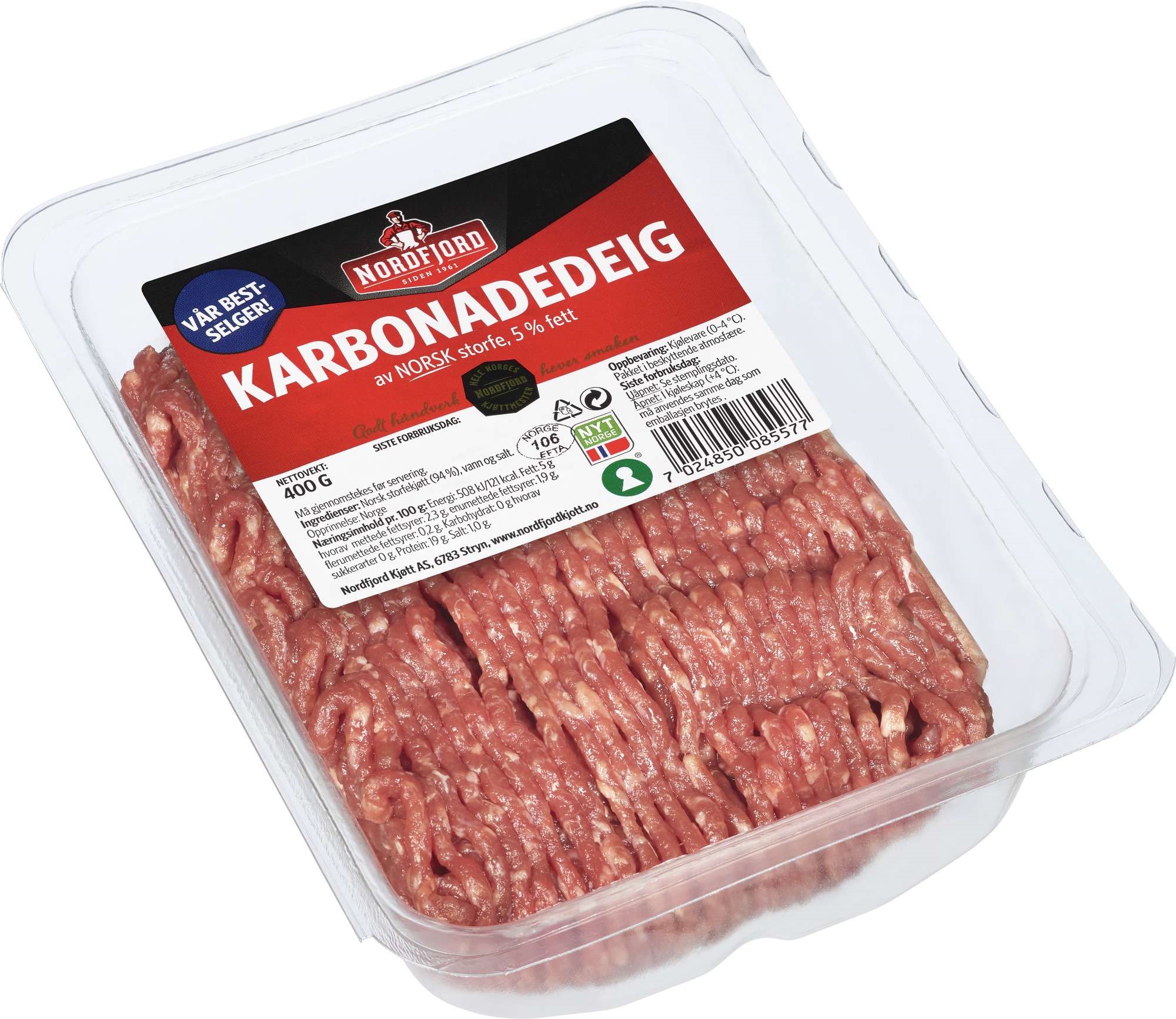 Kvernet deig av storfe 5%   400g