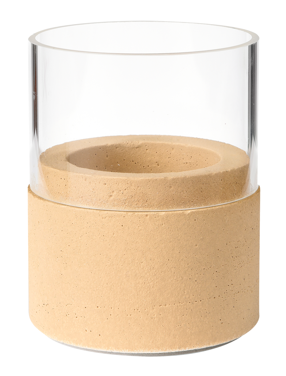 Telysholder glass neat sand 1stk