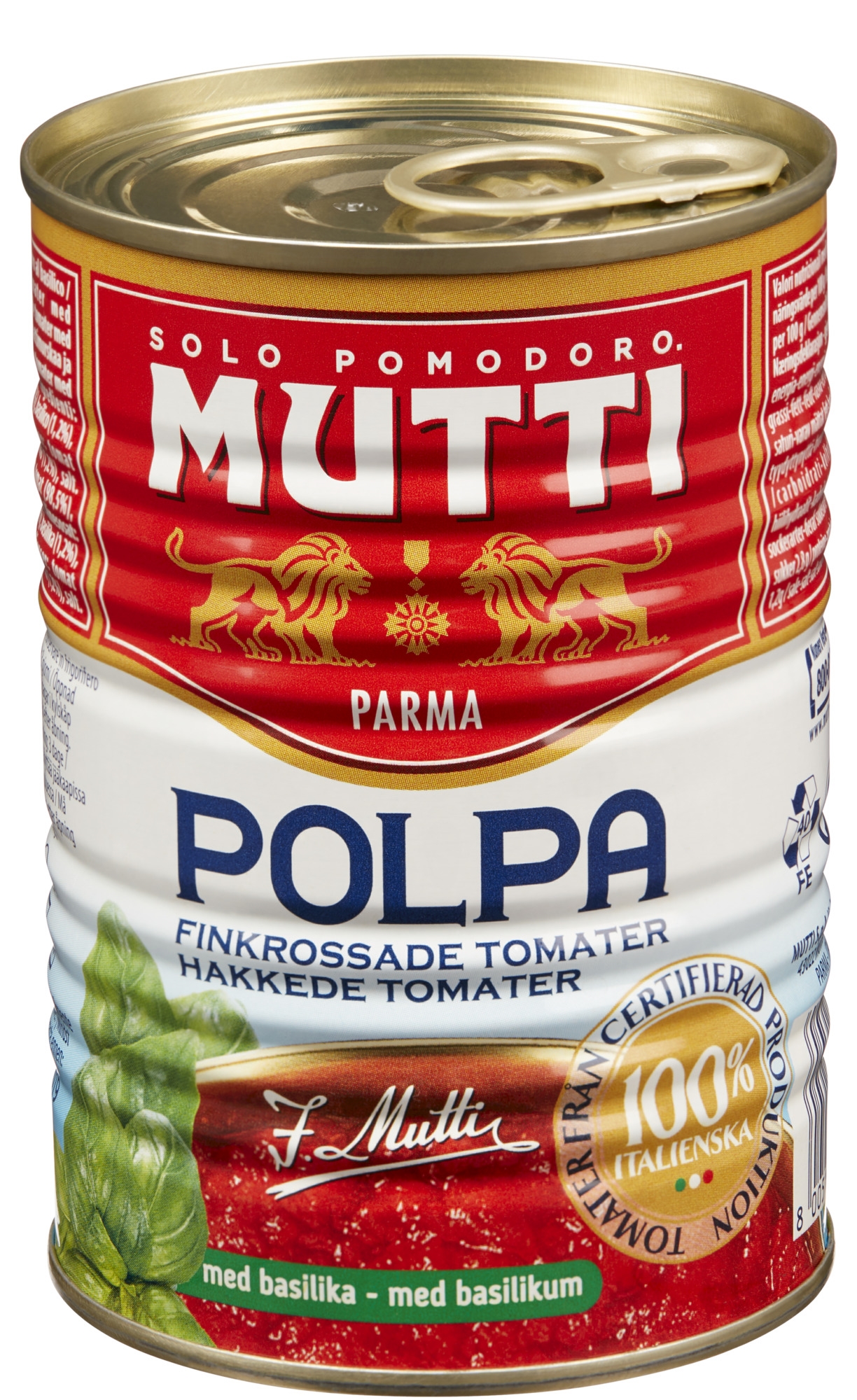 Tomat knust m/basilikum 400g