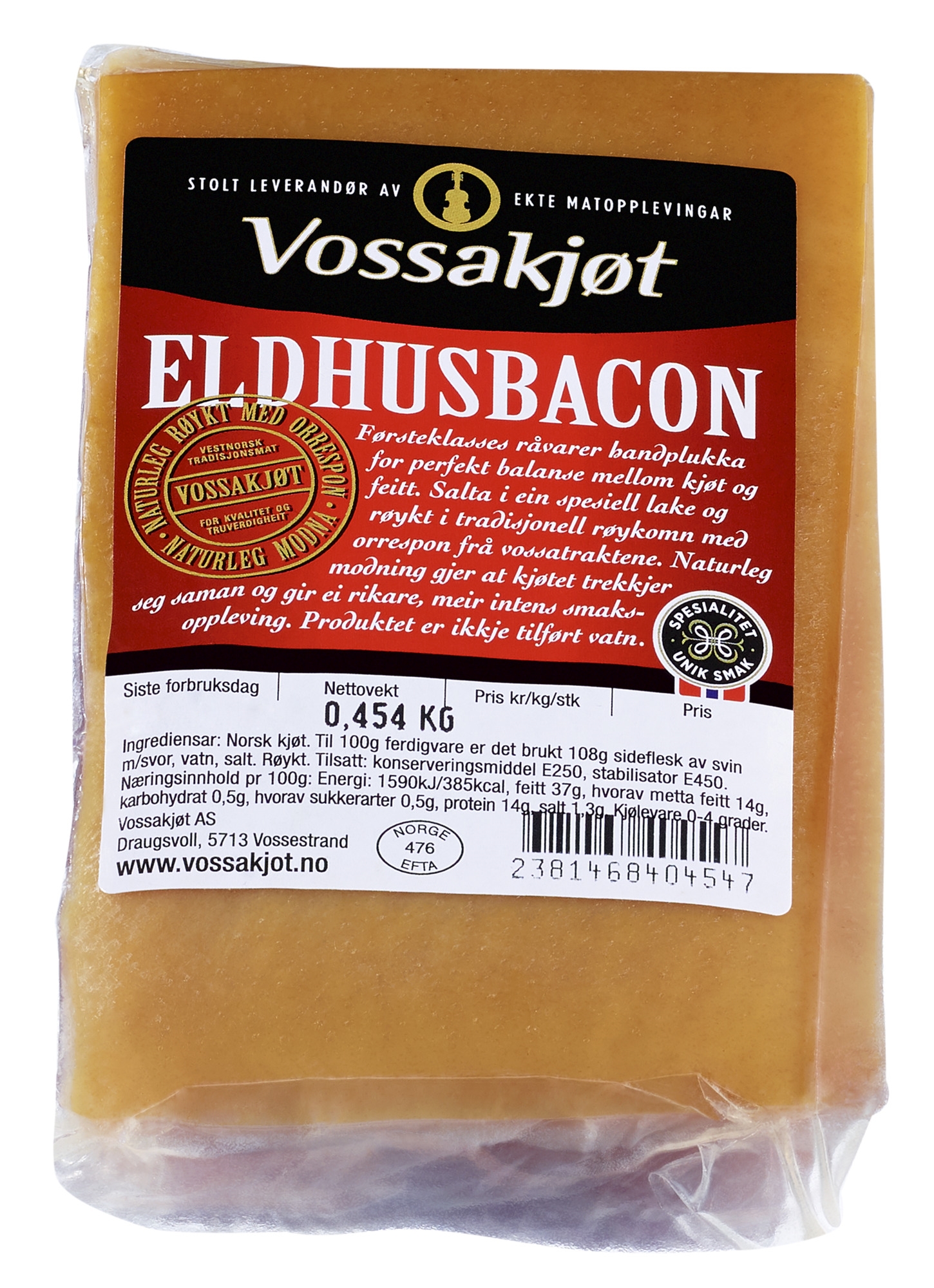 Eldhusbacon i stk    6xca400g   kg