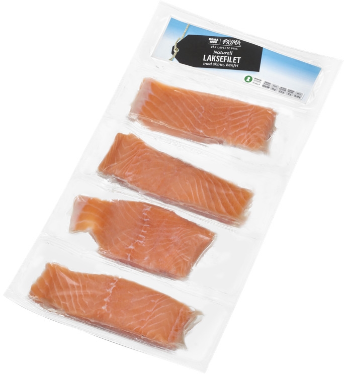 Laks i lenke naturell m/skinn   12xca500g   kg