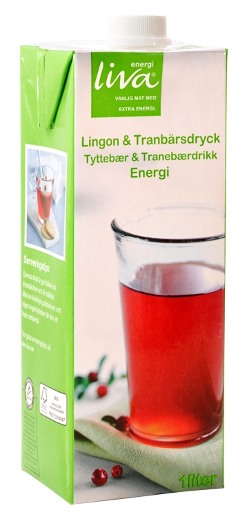 Liva tyttebær & tranebær drikk 1l