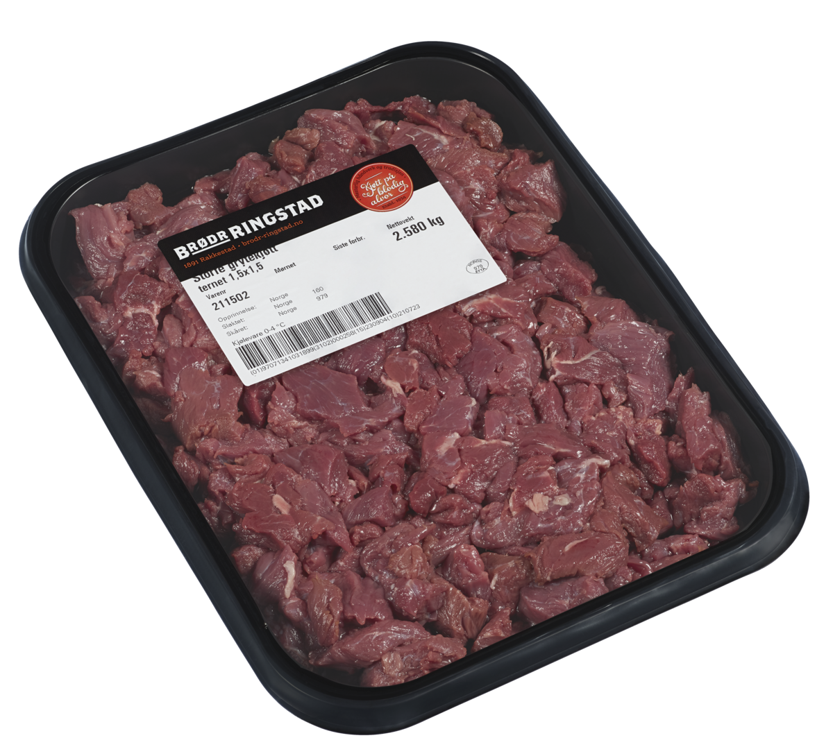 Stf grytekjøtt ternet 1,5x1,5cm 8xca2,5kg kg