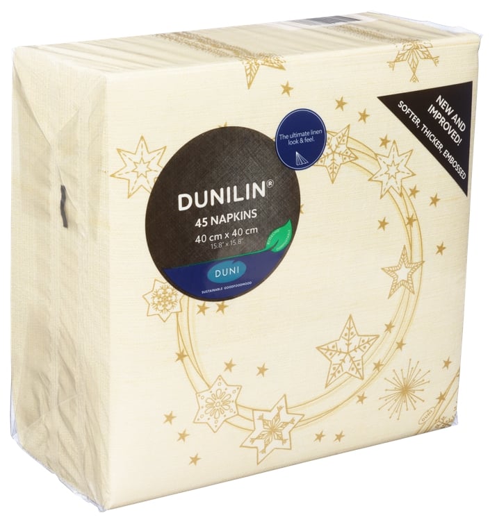 Serviett dunilin 40x40cm star shine vanilje 45stk