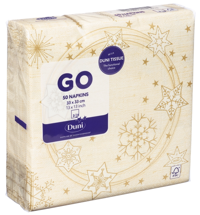 Serviett 3l33cm star shine vanilje 50stk