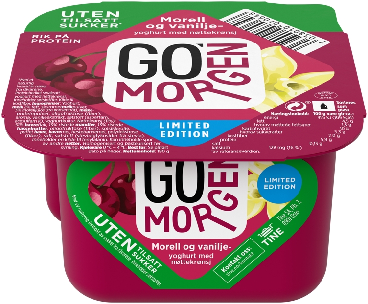 Go morgen yoghurt morell/vanilje uten 190g