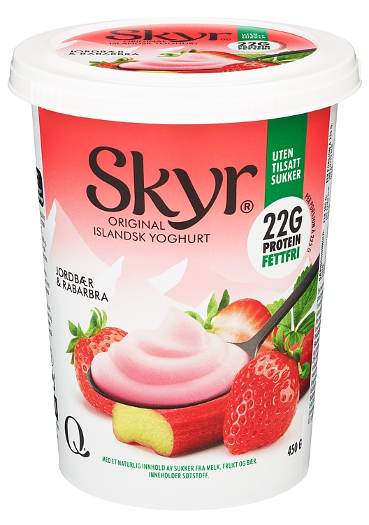 Q skyr jordbær & rabarbra  450g